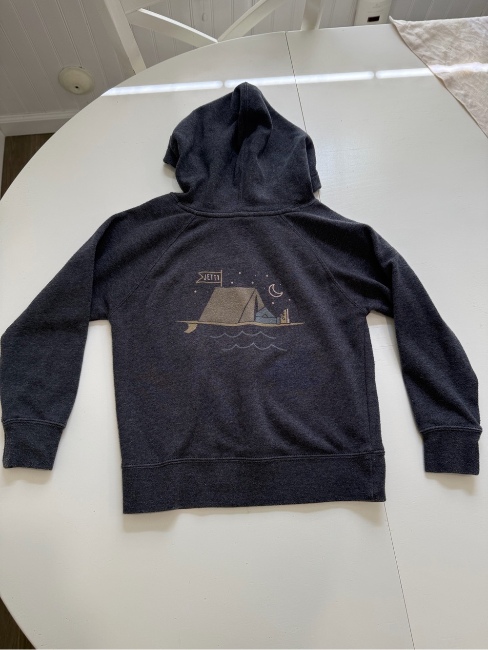 Jetty Life Kids Grey Hooded Pullover Sweatshirt with Camping Graphic